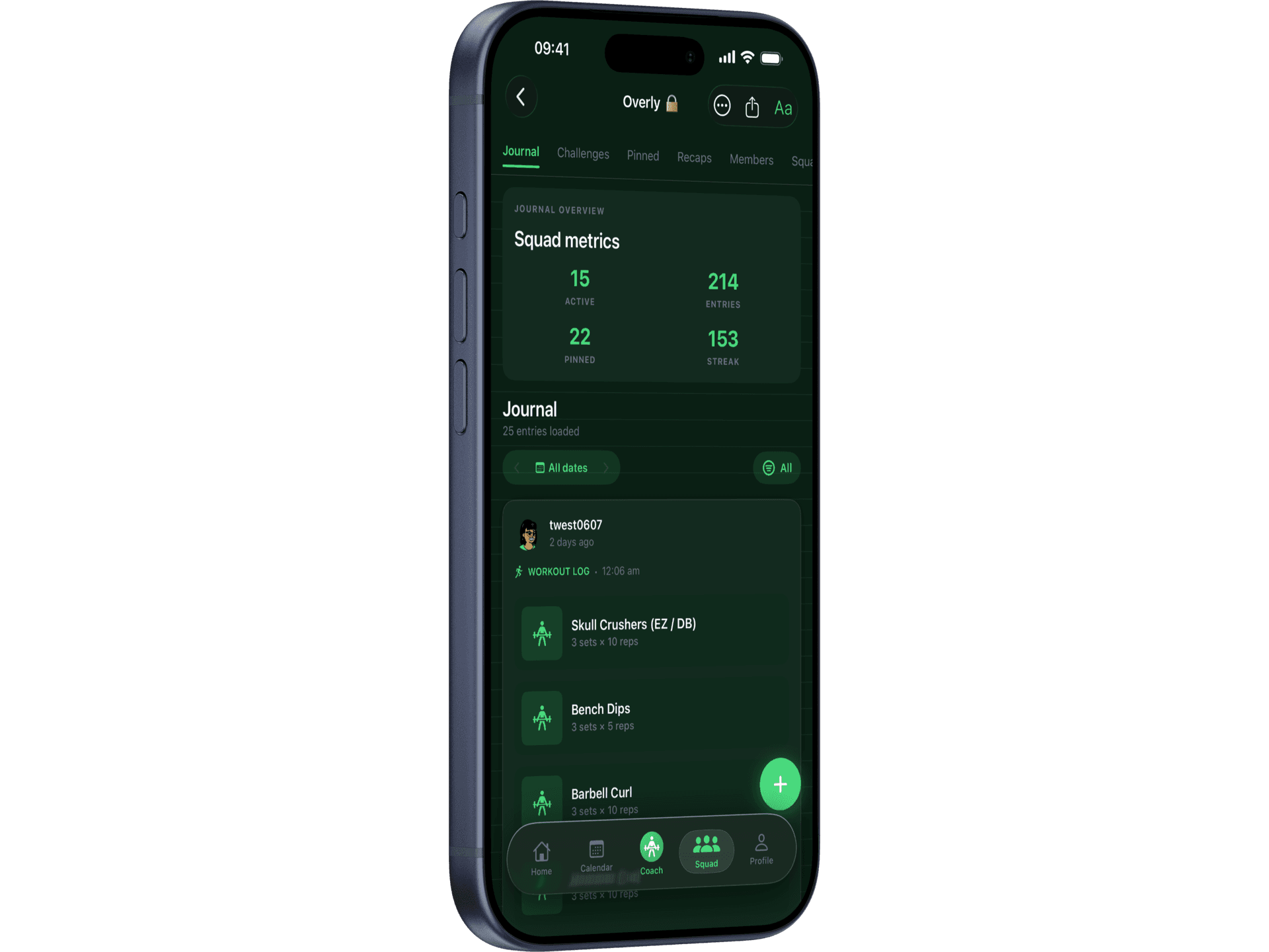 Journal app screen